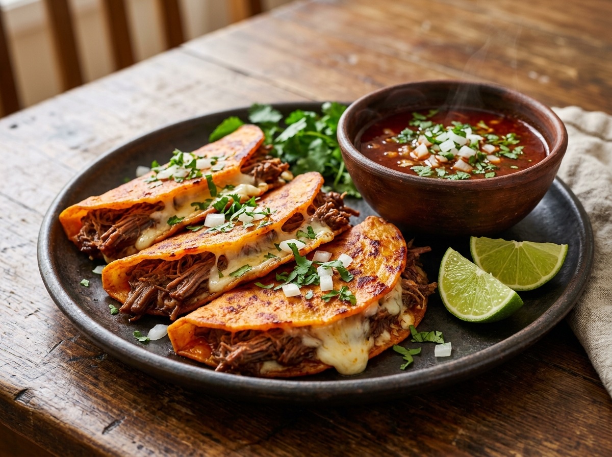 Beef Birria Quesa-Tacos with Dipping Consomé - Editorially validated guide on Cocinanding